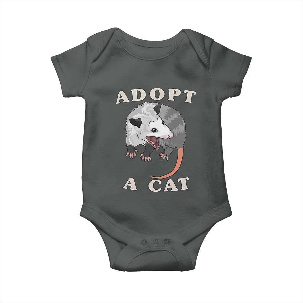 Funny Opossum Meme Baby Onesie Adopt A Cat Possum Team Trash Vibes