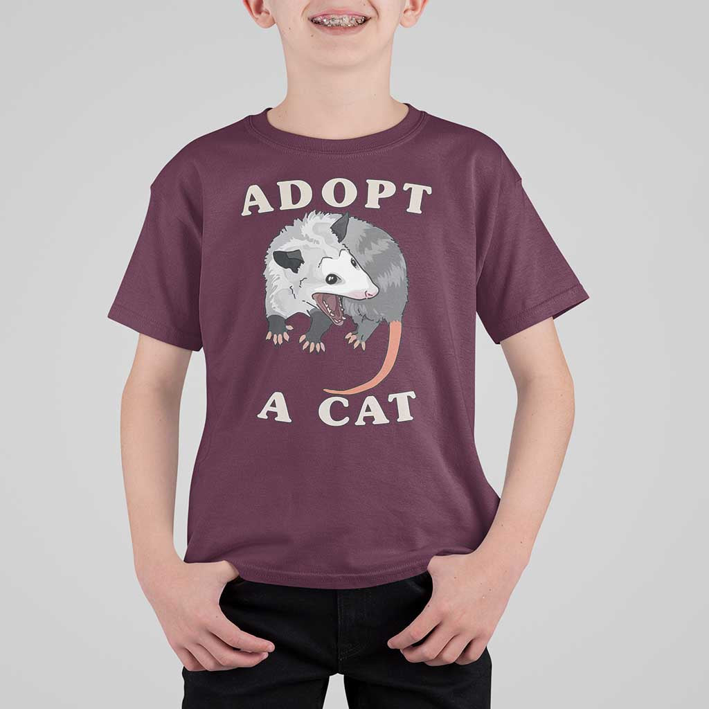 Funny Opossum Meme T Shirt For Kid Adopt A Cat Possum Team Trash Vibes - Wonder Print Shop