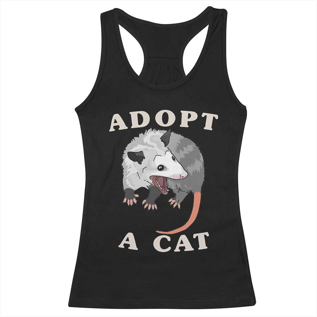 Funny Opossum Meme Racerback Tank Top Adopt A Cat Possum Team Trash Vibes