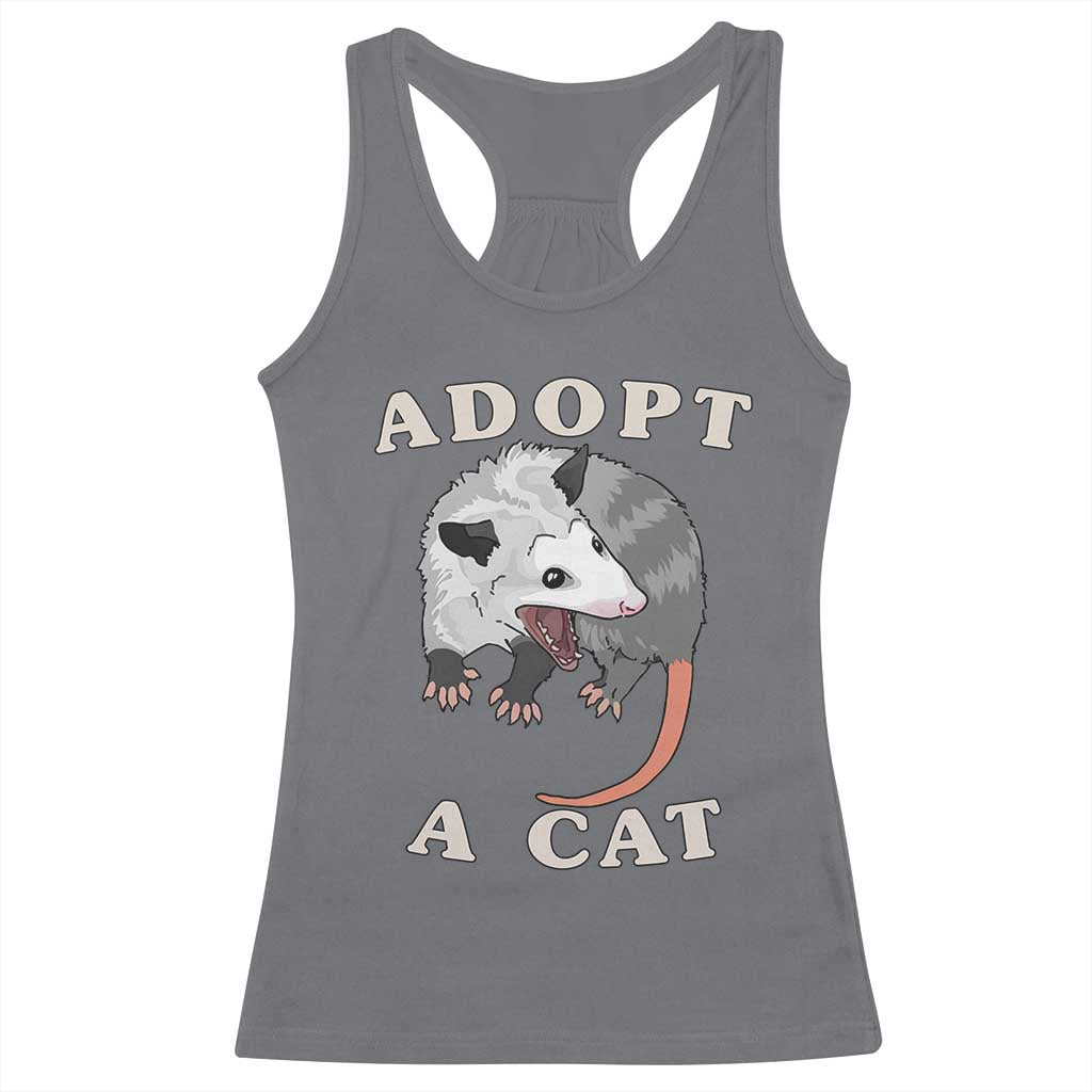 Funny Opossum Meme Racerback Tank Top Adopt A Cat Possum Team Trash Vibes
