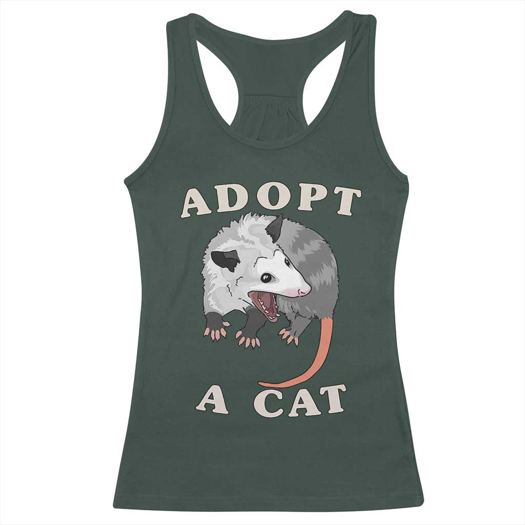 Funny Opossum Meme Racerback Tank Top Adopt A Cat Possum Team Trash Vibes