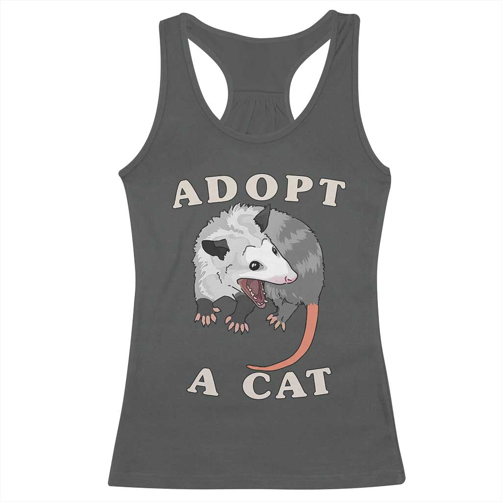 Funny Opossum Meme Racerback Tank Top Adopt A Cat Possum Team Trash Vibes