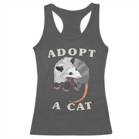 Funny Opossum Meme Racerback Tank Top Adopt A Cat Possum Team Trash Vibes