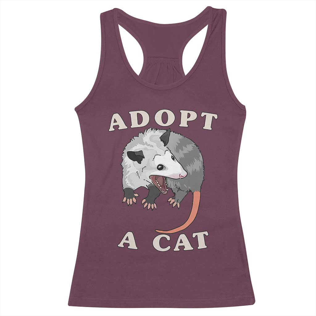 Funny Opossum Meme Racerback Tank Top Adopt A Cat Possum Team Trash Vibes