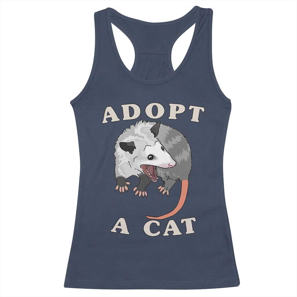 Funny Opossum Meme Racerback Tank Top Adopt A Cat Possum Team Trash Vibes