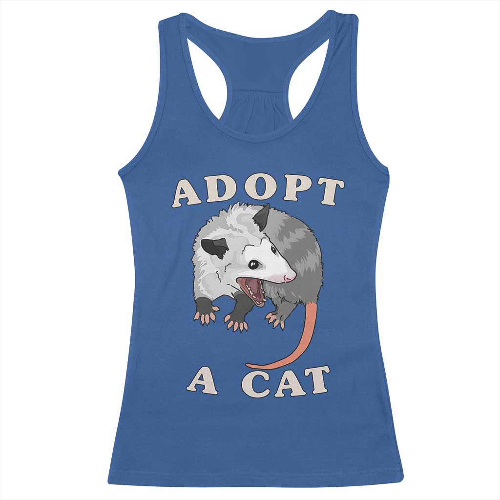 Funny Opossum Meme Racerback Tank Top Adopt A Cat Possum Team Trash Vibes
