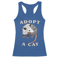 Funny Opossum Meme Racerback Tank Top Adopt A Cat Possum Team Trash Vibes