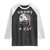 Funny Opossum Meme Raglan Shirt Adopt A Cat Possum Team Trash Vibes