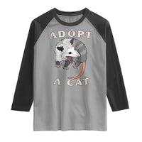 Funny Opossum Meme Raglan Shirt Adopt A Cat Possum Team Trash Vibes