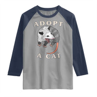 Funny Opossum Meme Raglan Shirt Adopt A Cat Possum Team Trash Vibes