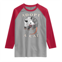 Funny Opossum Meme Raglan Shirt Adopt A Cat Possum Team Trash Vibes