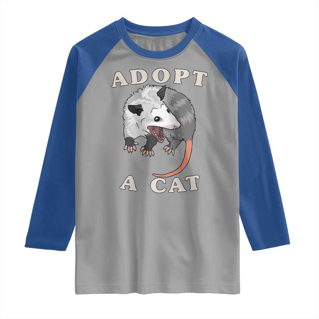 Funny Opossum Meme Raglan Shirt Adopt A Cat Possum Team Trash Vibes