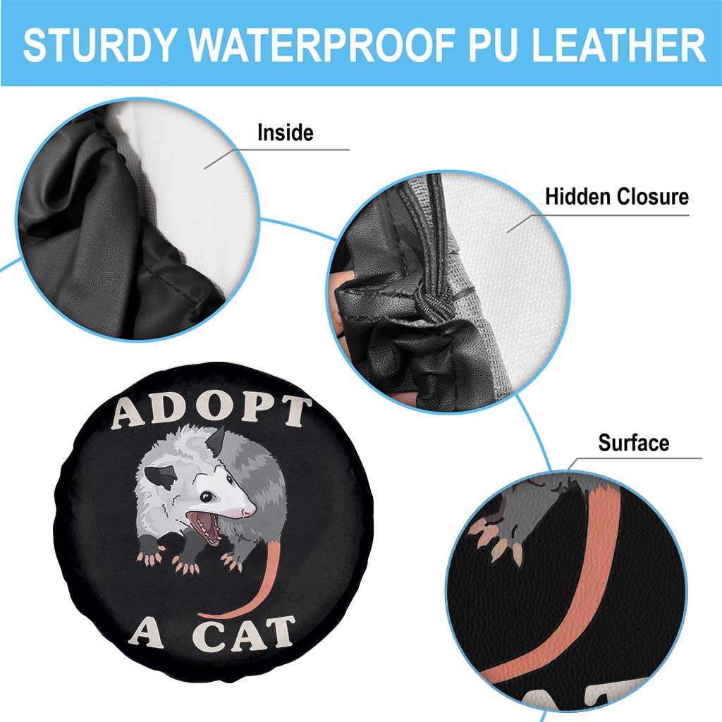 Funny Opossum Meme Spare Tire Cover Adopt A Cat Possum Team Trash Vibes
