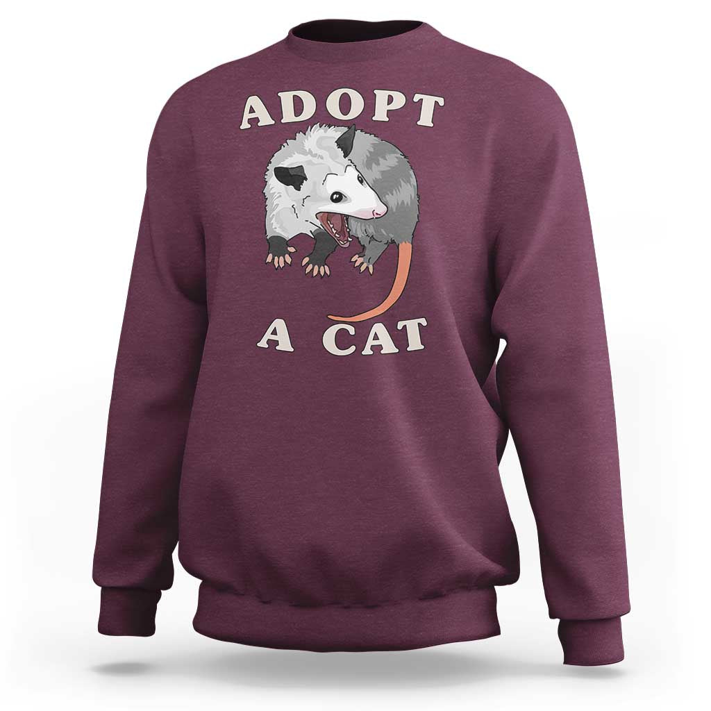 Funny Opossum Meme Sweatshirt Adopt A Cat Possum Team Trash Vibes - Wonder Print Shop