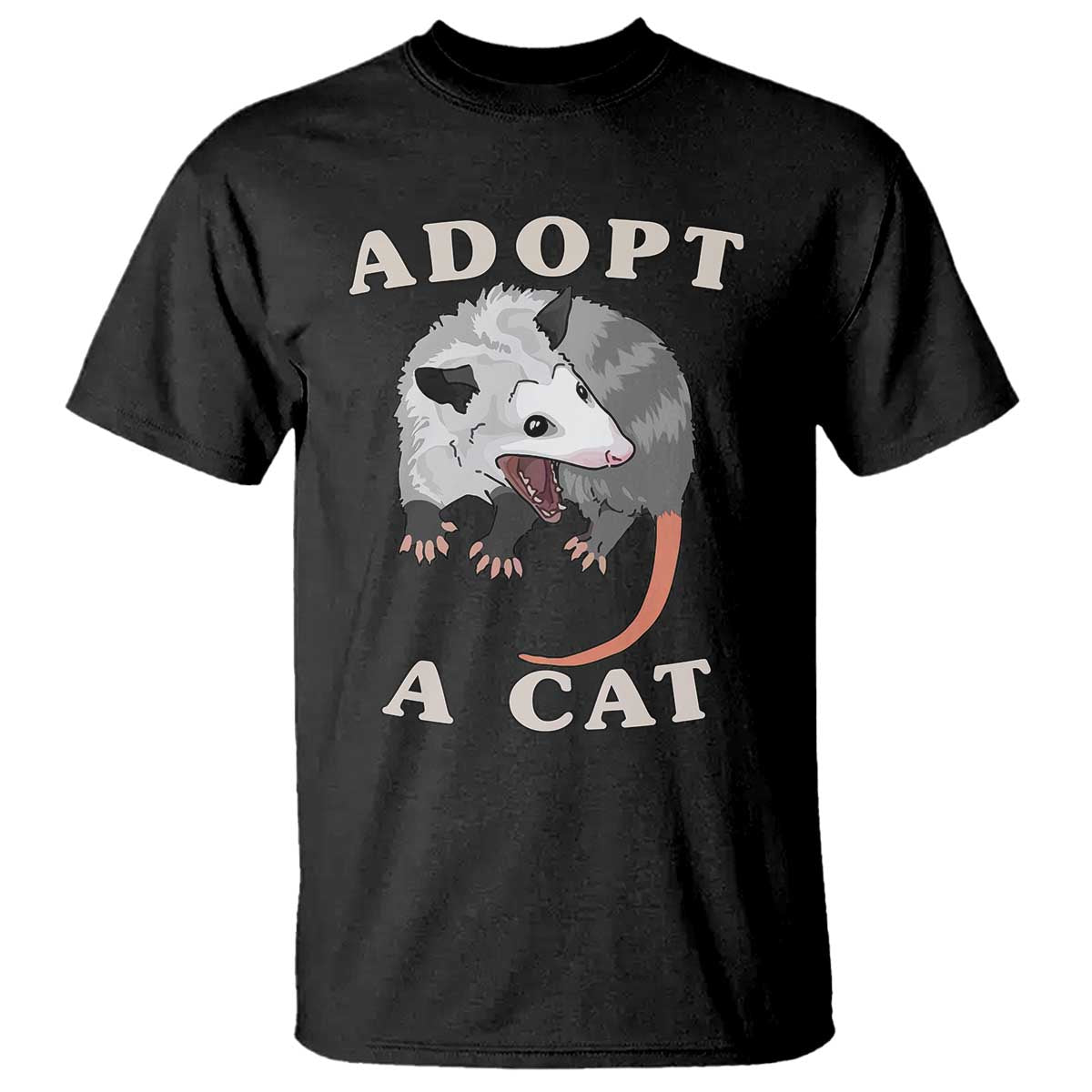 Funny Opossum Meme T Shirt Adopt A Cat Possum Team Trash Vibes - Wonder Print Shop