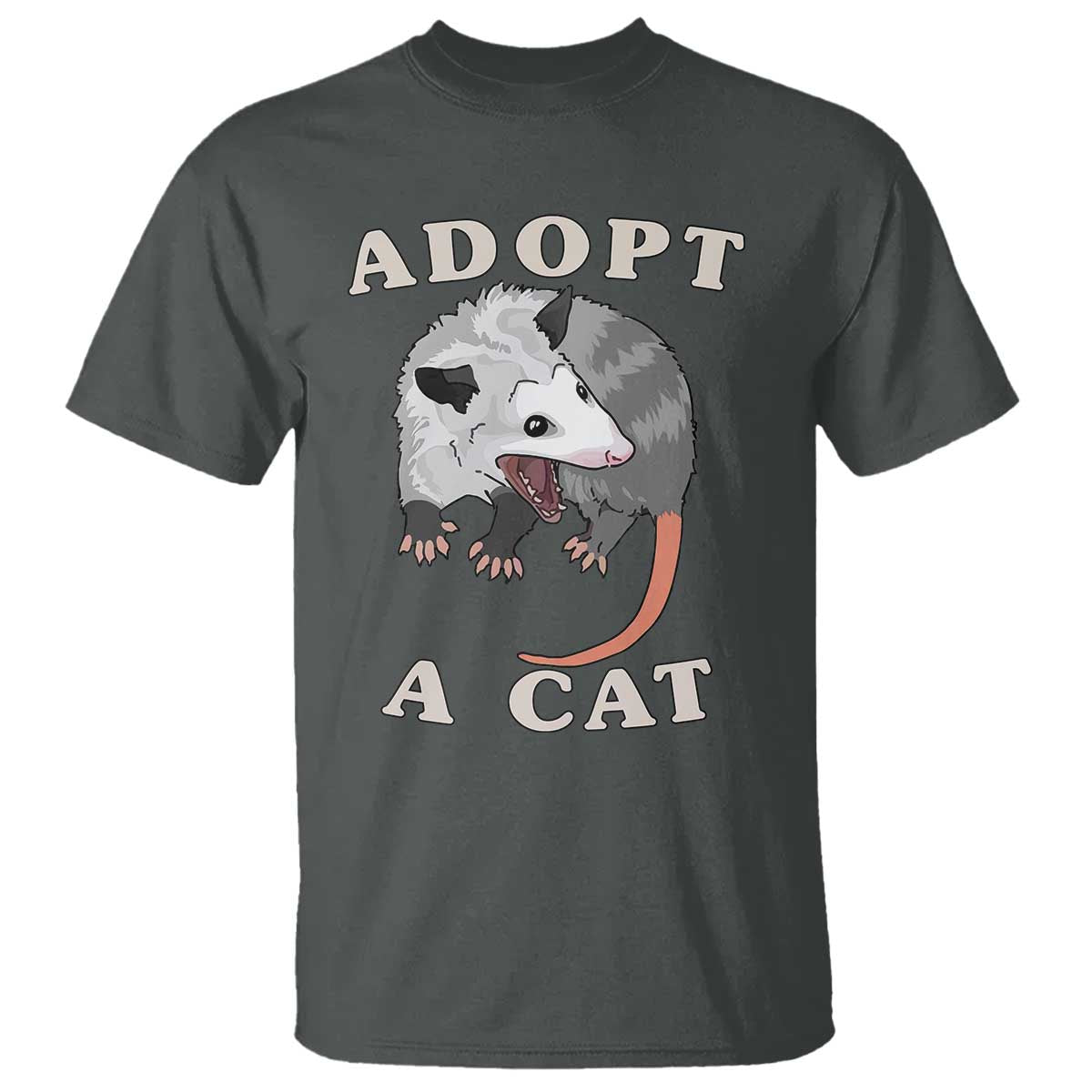 Funny Opossum Meme T Shirt Adopt A Cat Possum Team Trash Vibes - Wonder Print Shop