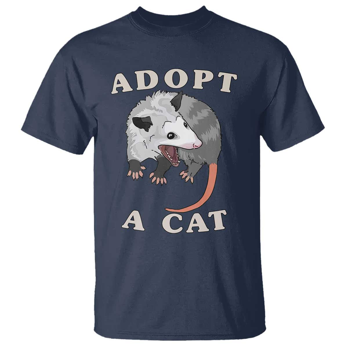 Funny Opossum Meme T Shirt Adopt A Cat Possum Team Trash Vibes - Wonder Print Shop