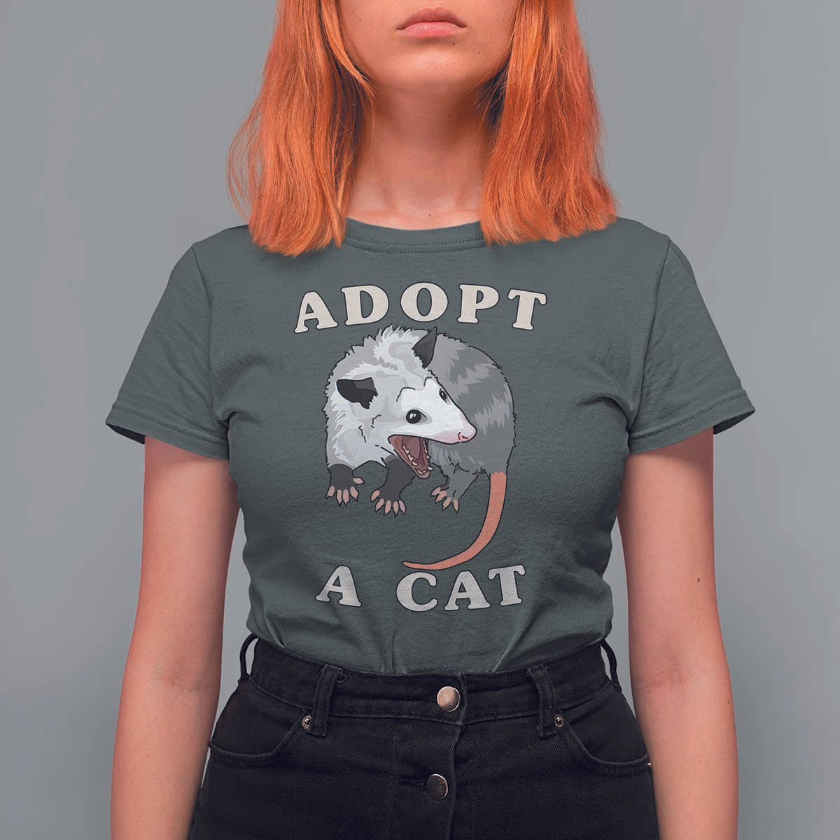 Funny Opossum Meme T Shirt For Women Adopt A Cat Possum Team Trash Vibes - Wonder Print Shop