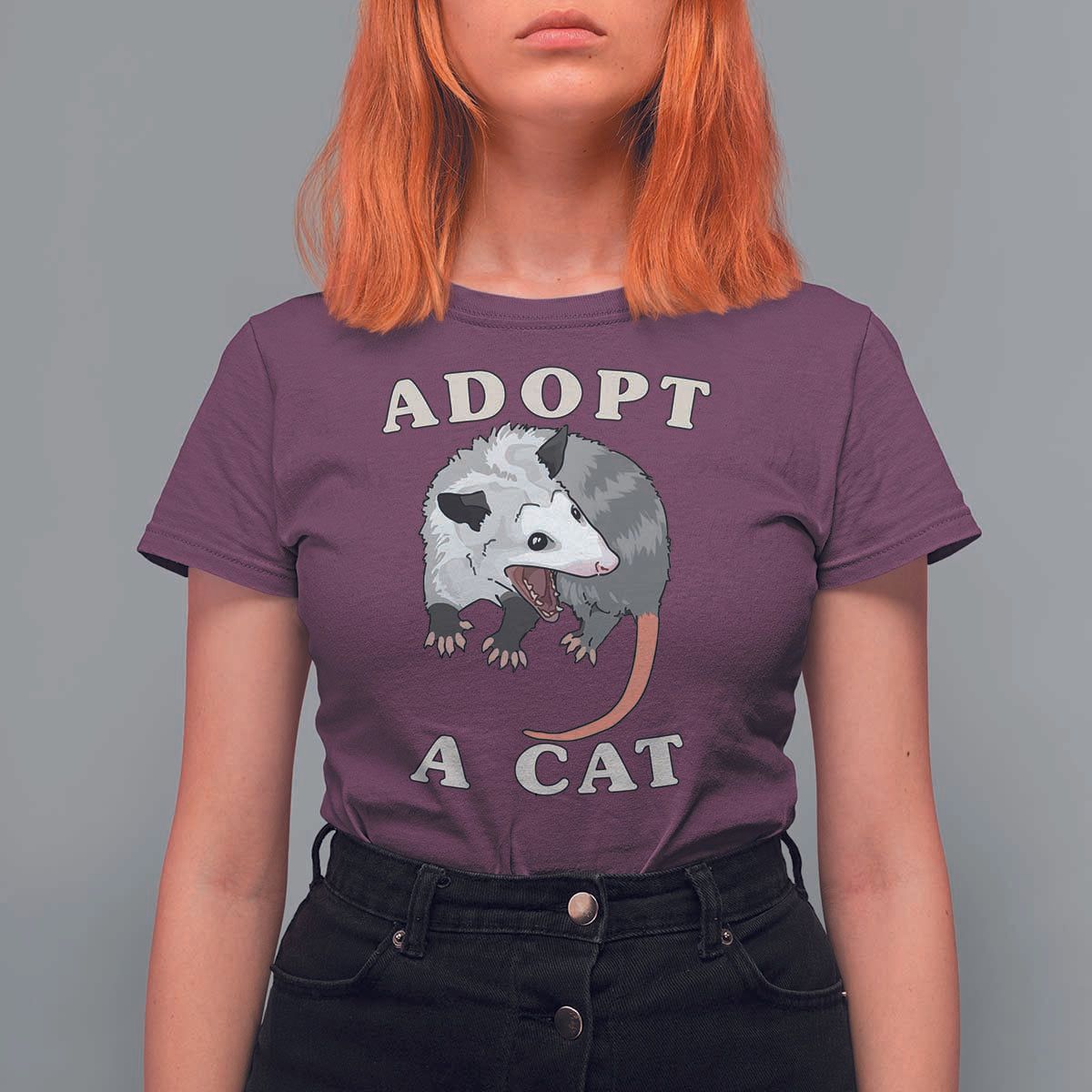 Funny Opossum Meme T Shirt For Women Adopt A Cat Possum Team Trash Vibes - Wonder Print Shop