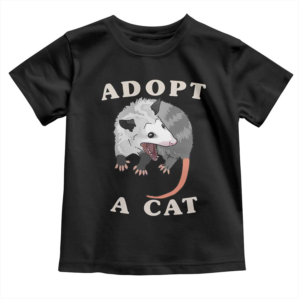 Funny Opossum Meme Toddler T Shirt Adopt A Cat Possum Team Trash Vibes