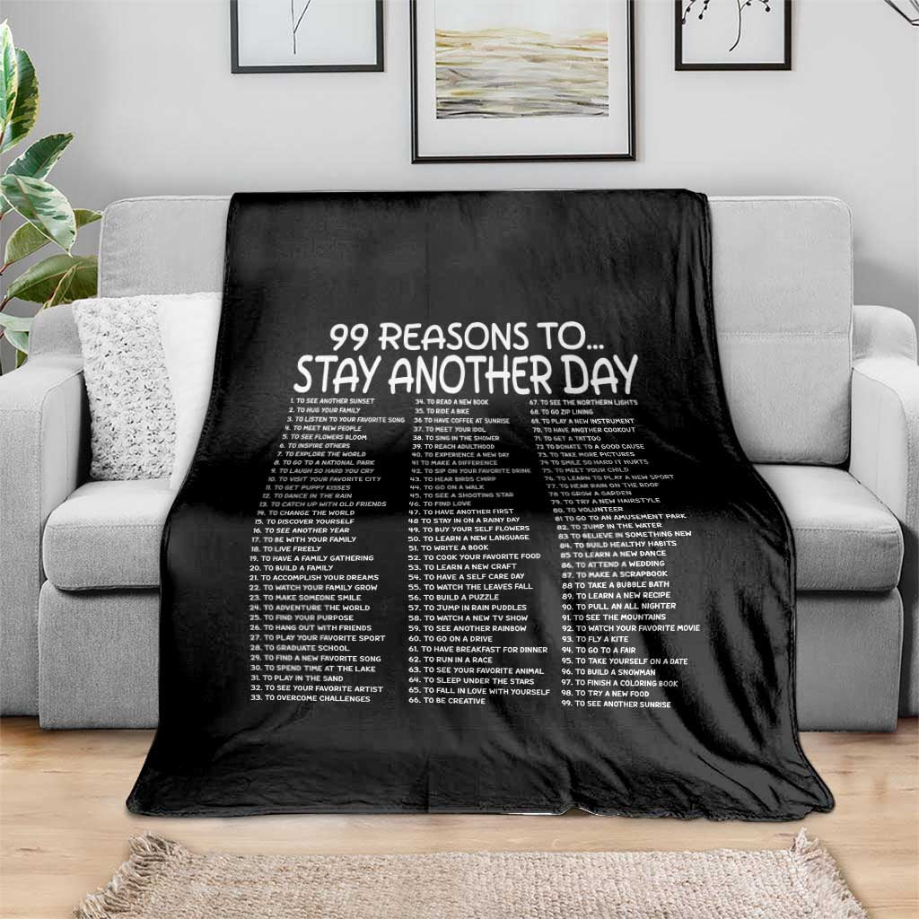 99 Reasons to Stay Another Day Mental Health Support Throw Blanket Suicide Prevention You Matter Inspiration Radiate Positivity