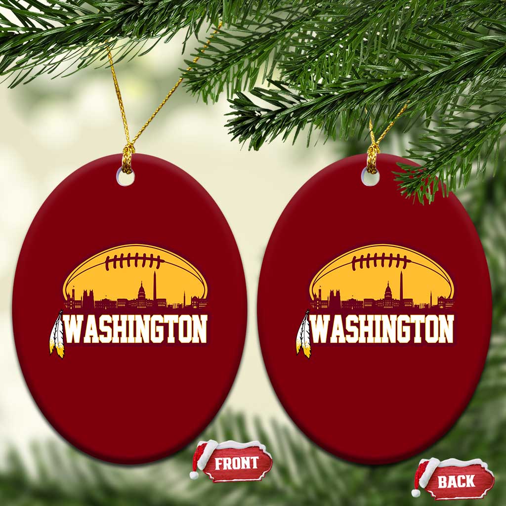 Washington Ceramic Ornament Football Native American Feather - Wonder Print Shop