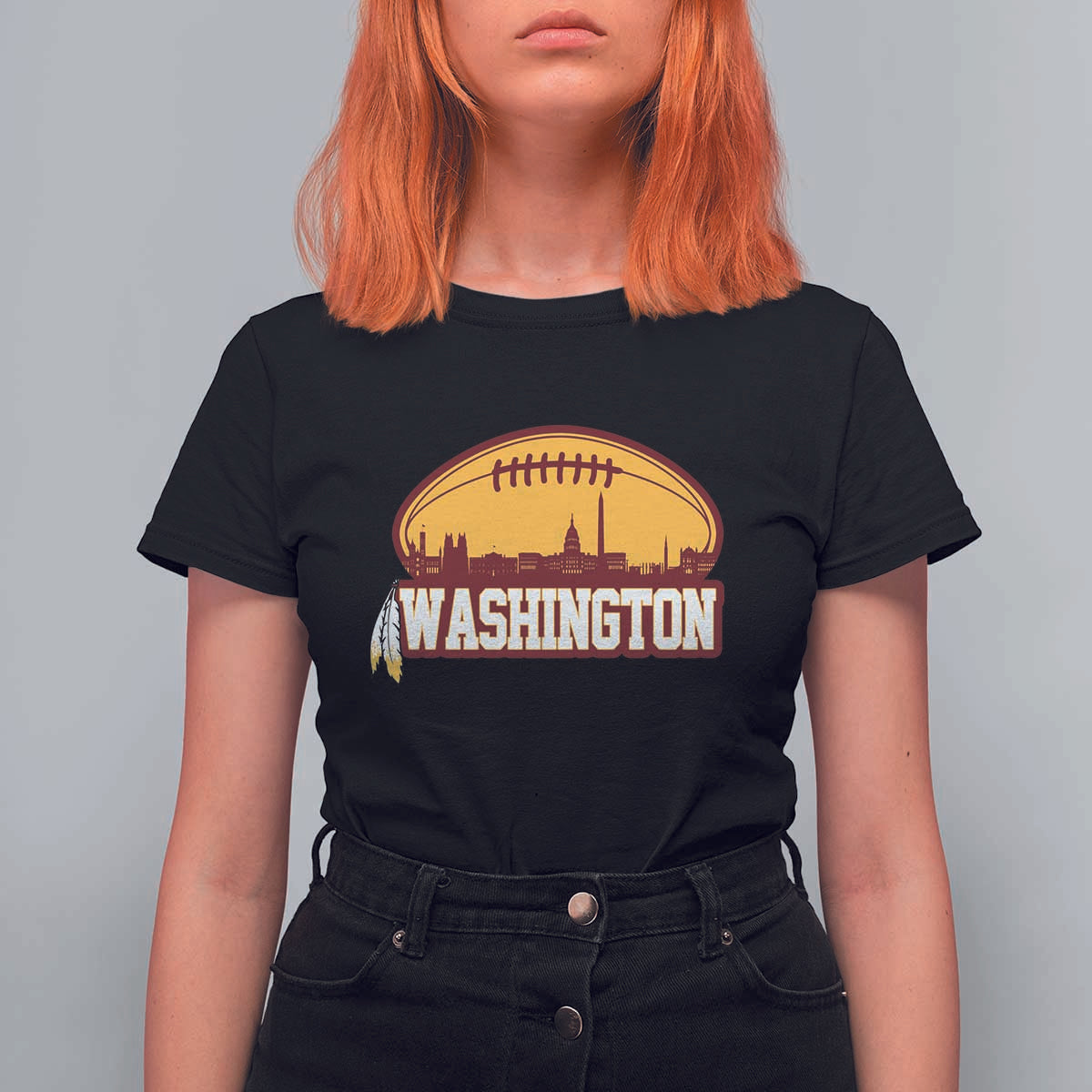Washington T Shirt For Women Football Native American Feather