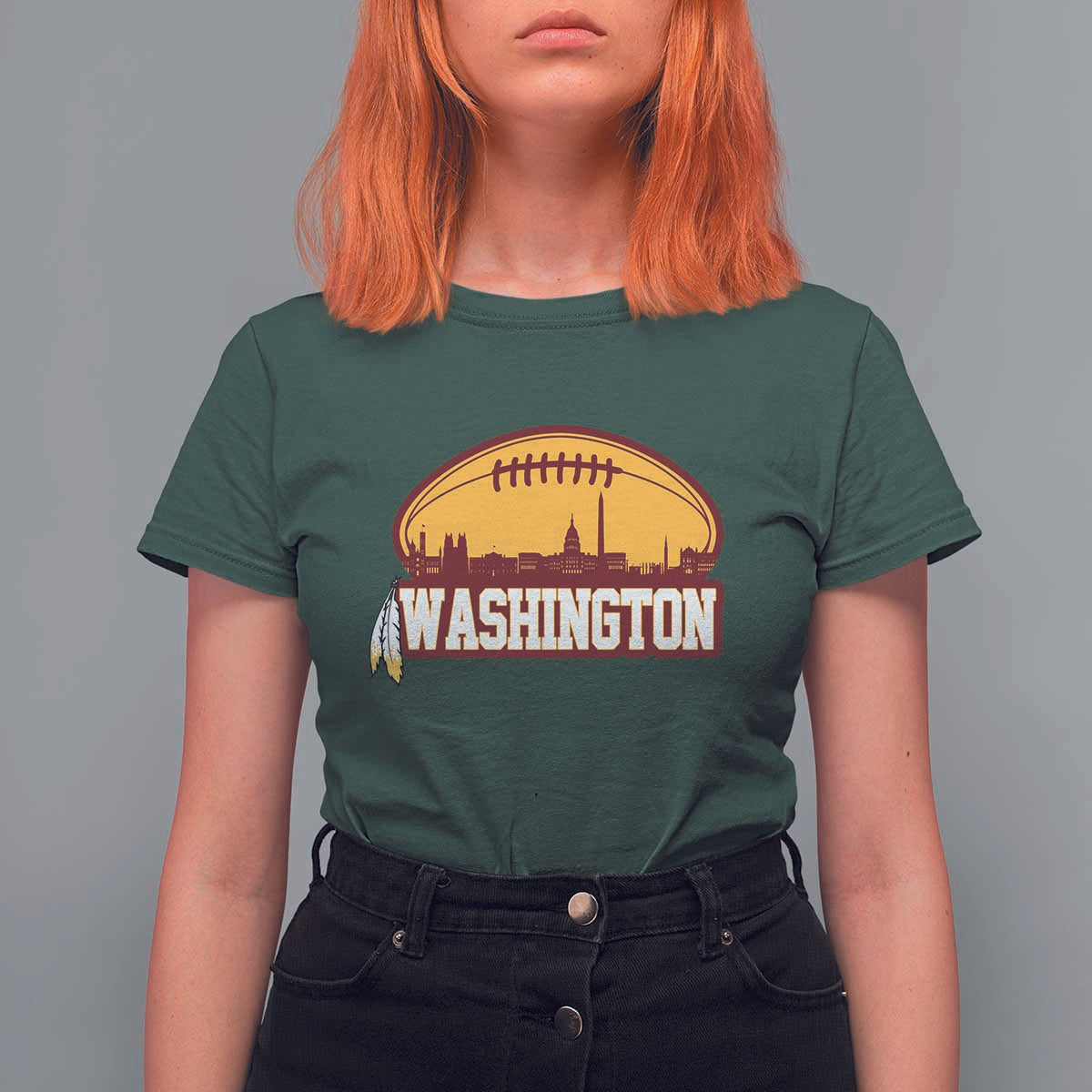 Washington T Shirt For Women Football Native American Feather