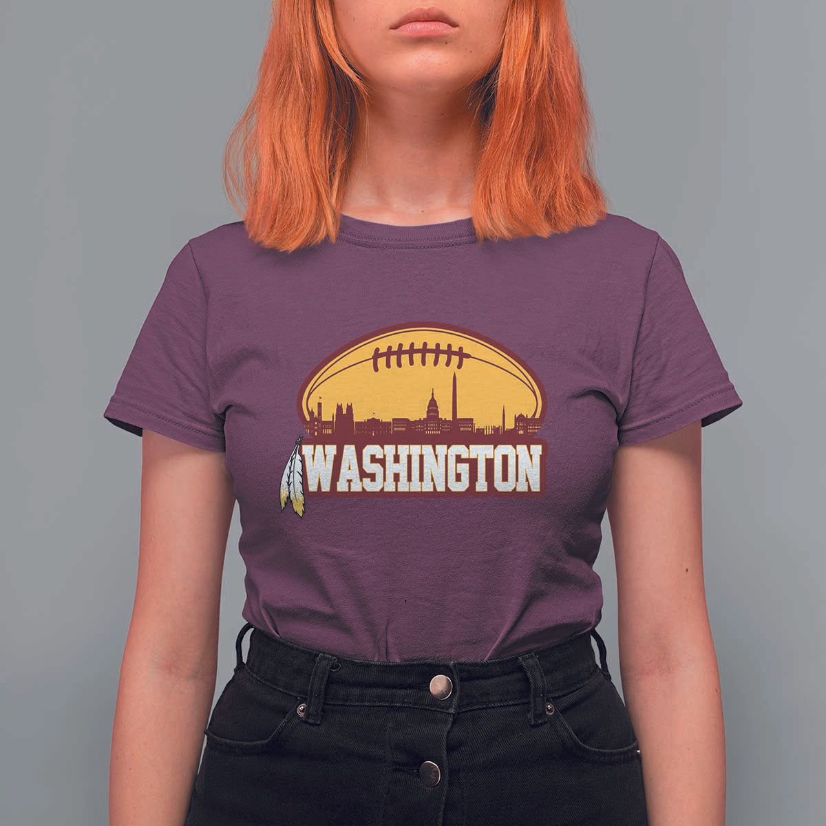 Washington T Shirt For Women Football Native American Feather