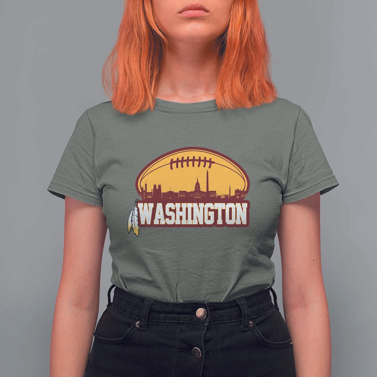 Washington T Shirt For Women Football Native American Feather