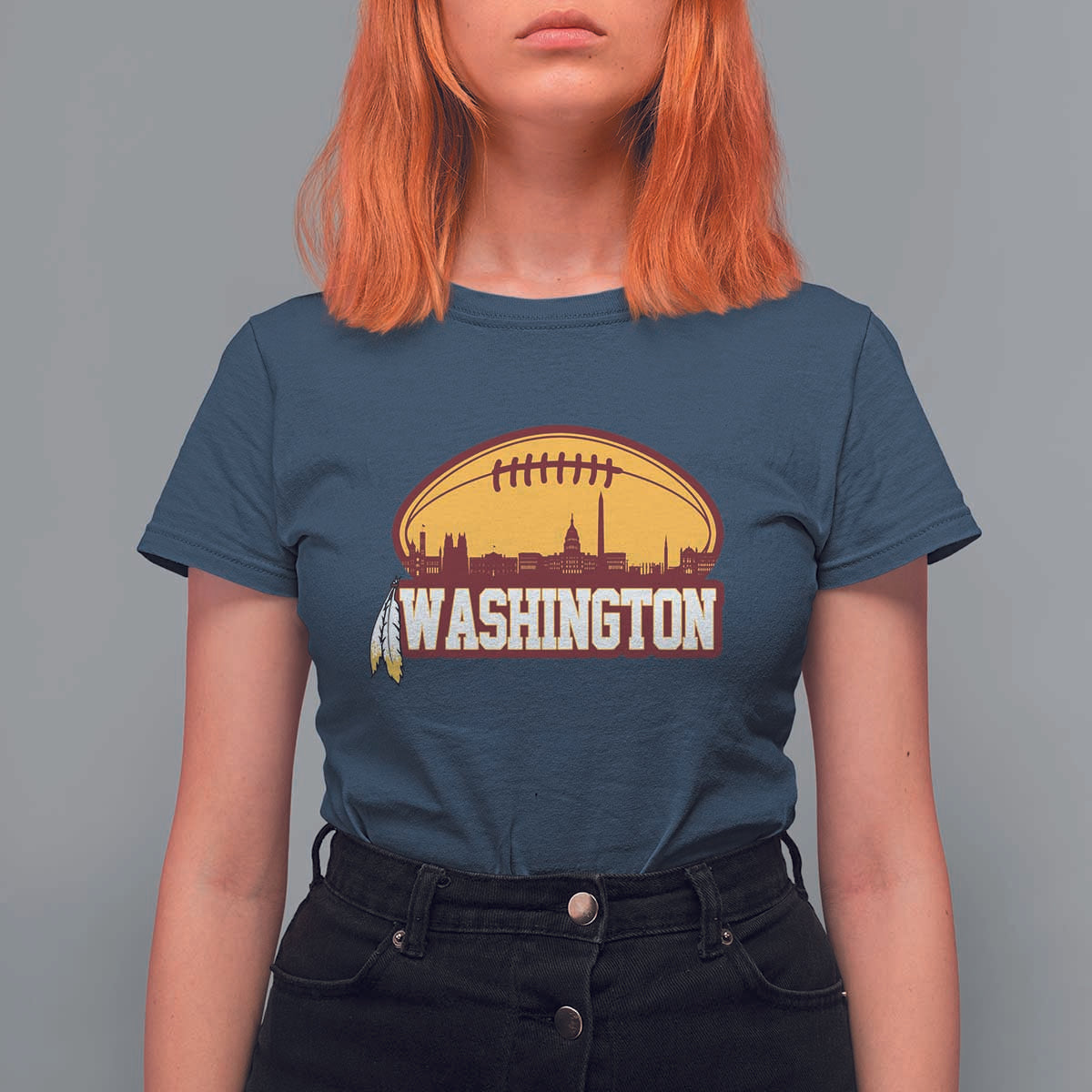 Washington T Shirt For Women Football Native American Feather