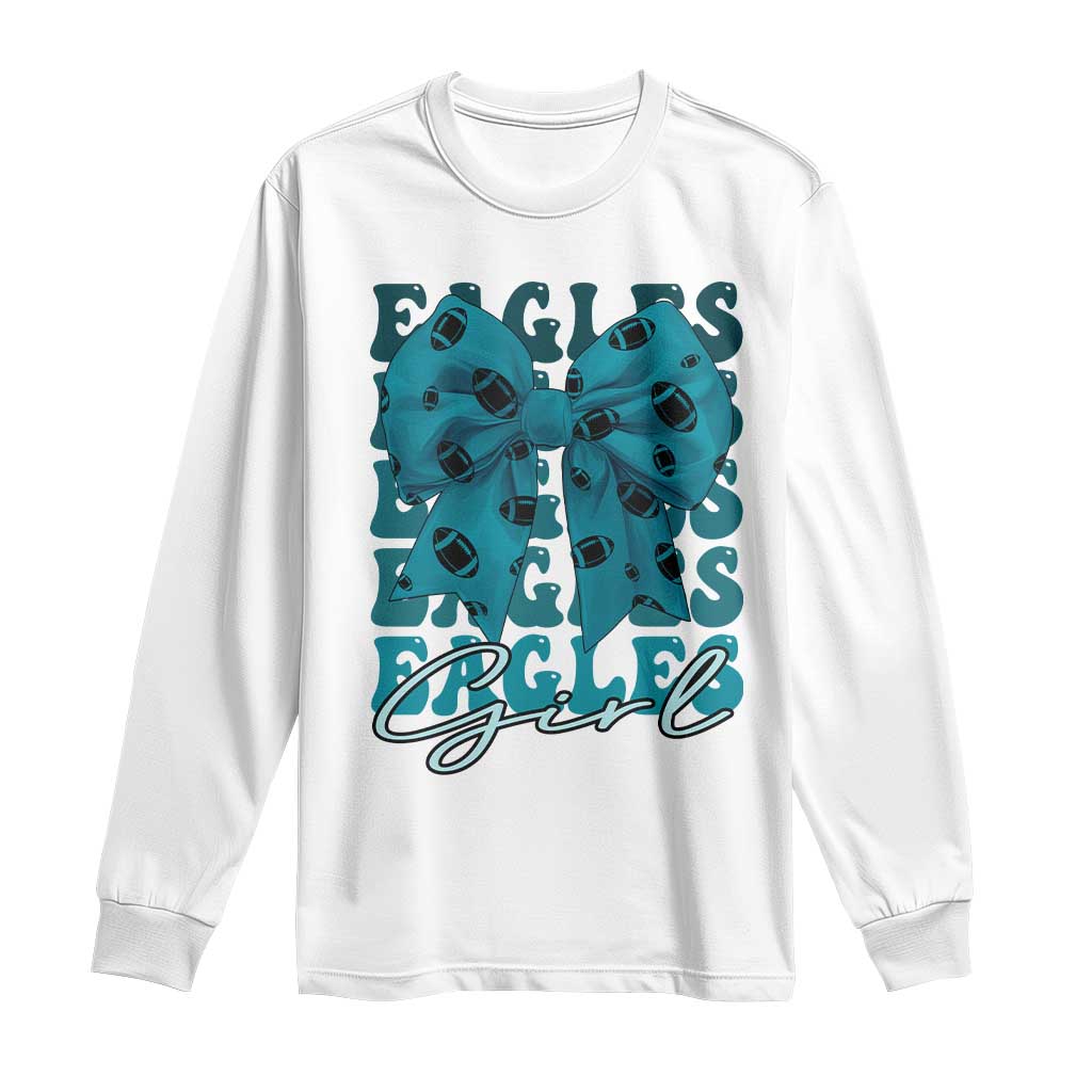 Eagle Girls Long Sleeve Shirt Midnight Green Coquette Bow Retro Vintage