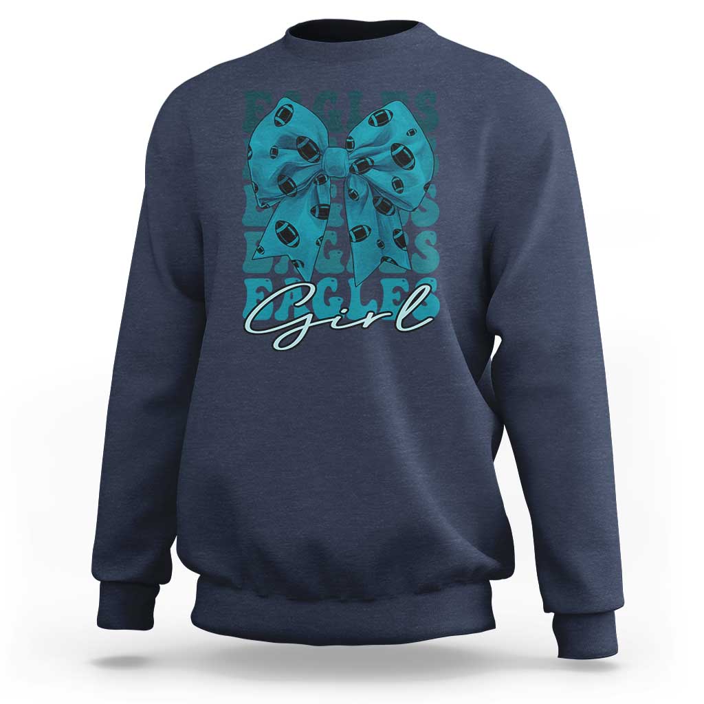 Eagle Girls Sweatshirt Midnight Green Coquette Bow Retro Vintage