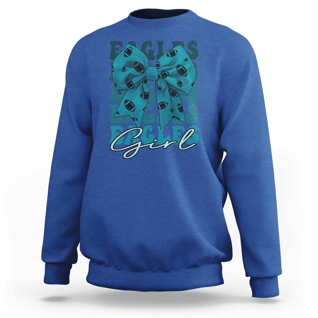 Eagle Girls Sweatshirt Midnight Green Coquette Bow Retro Vintage
