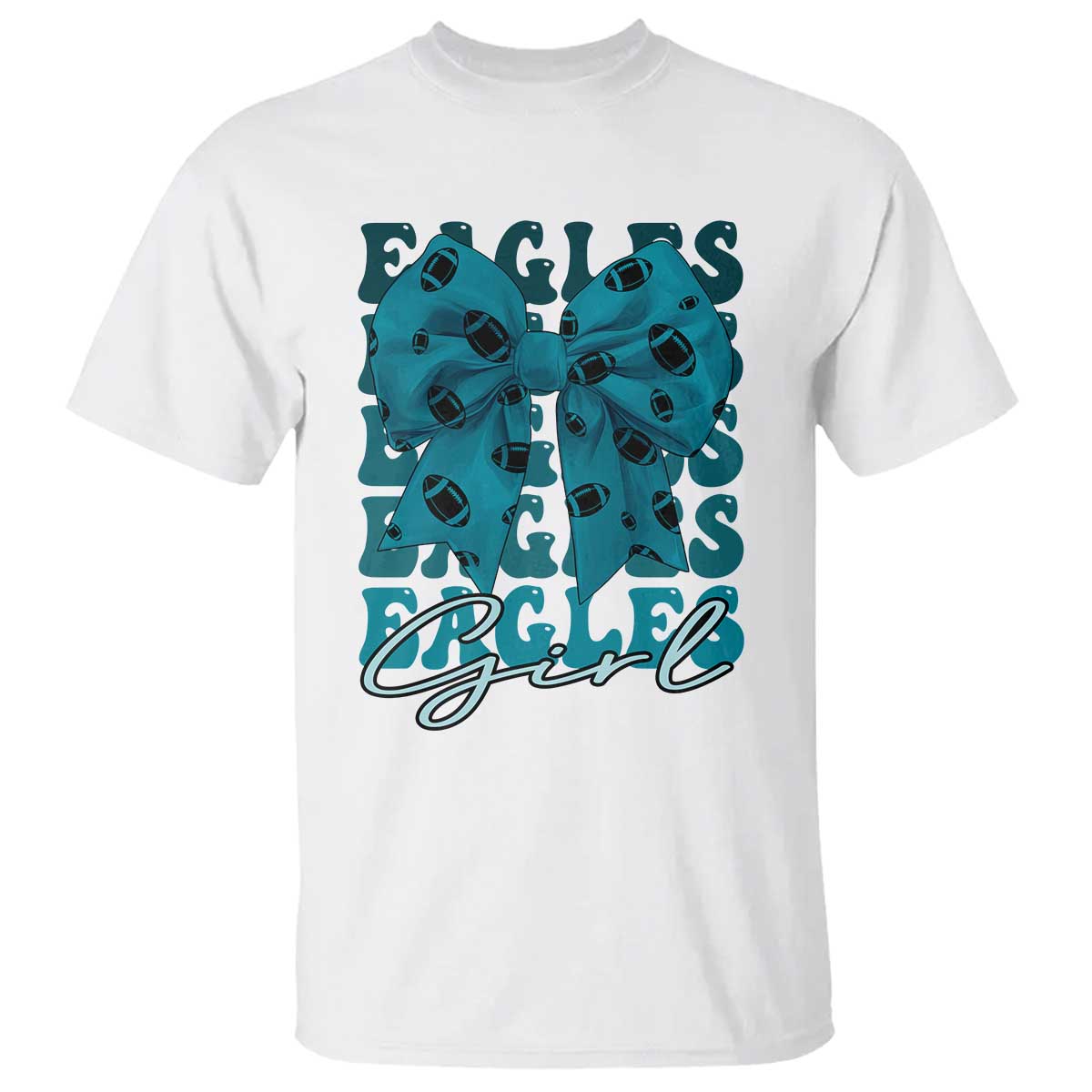 Eagle Girls T Shirt Midnight Green Coquette Bow Retro Vintage