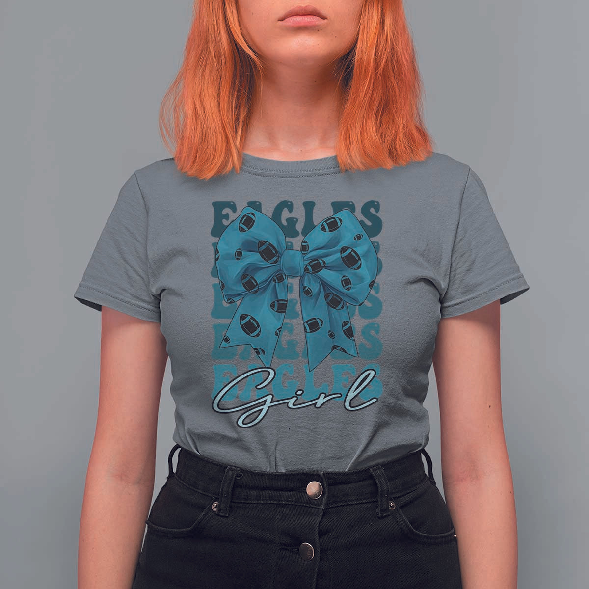 Eagle Girls T Shirt For Women Midnight Green Coquette Bow Retro Vintage