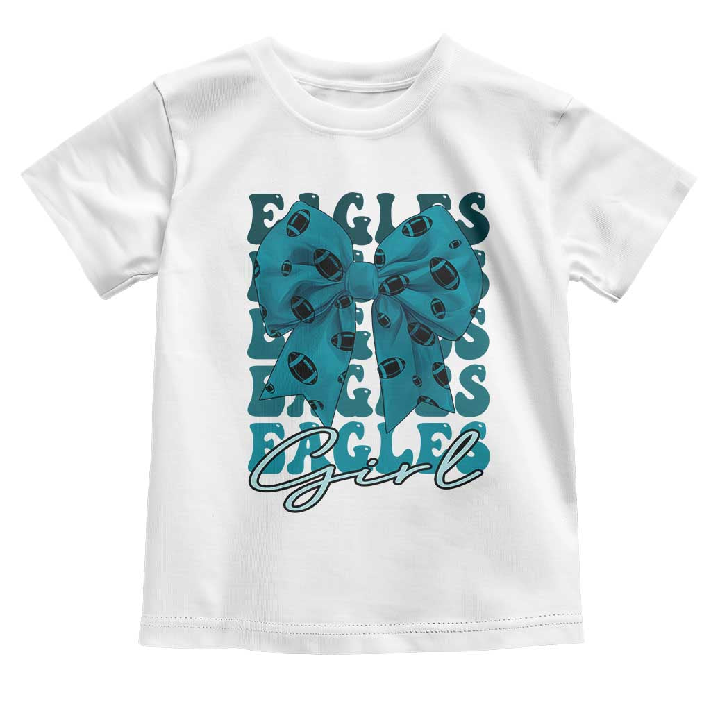 Eagle Girls Toddler T Shirt Midnight Green Coquette Bow Retro Vintage