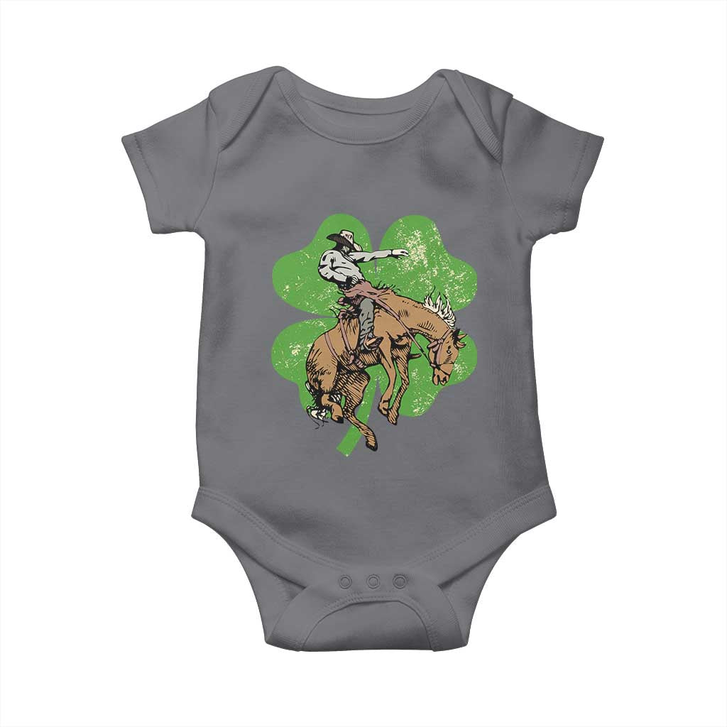 St Patrick's Day Lucky Cowboy Baby Onesie Retro Vintage Clover
