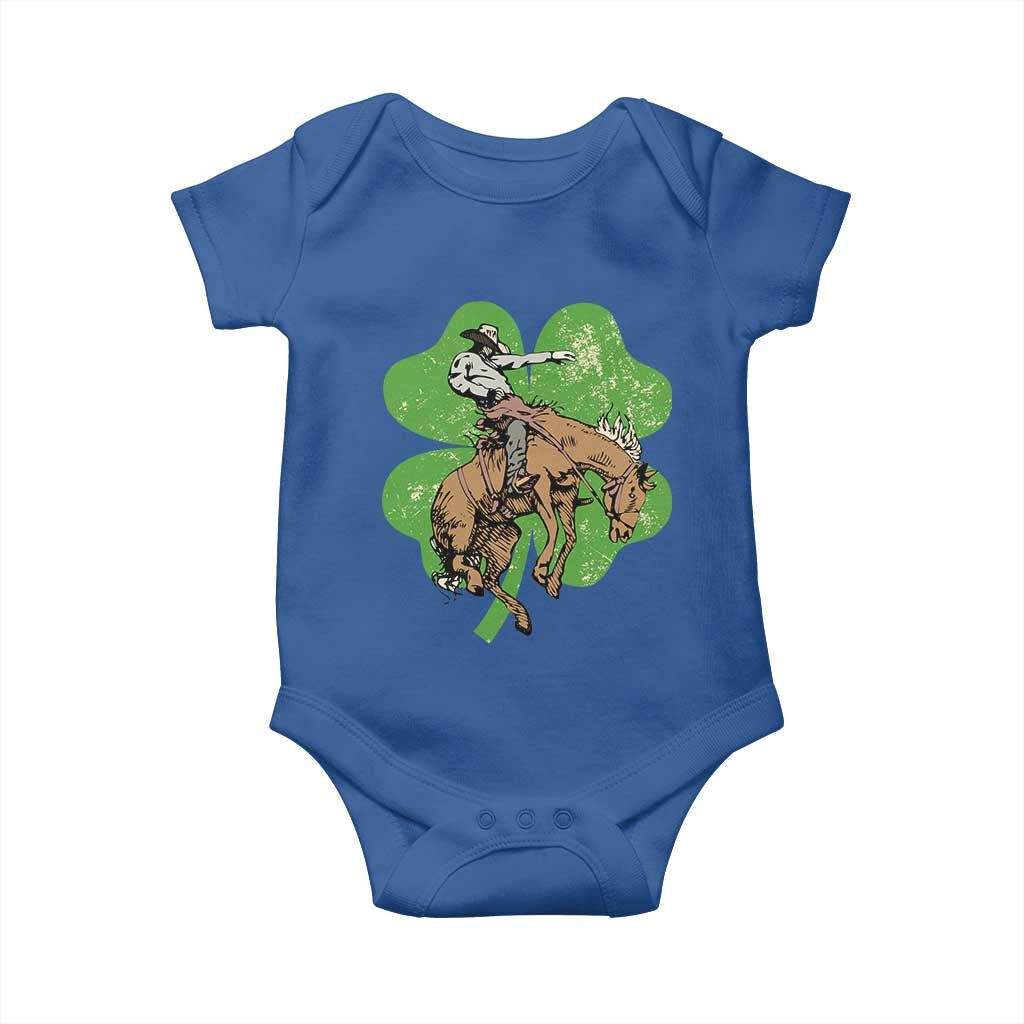 St Patrick's Day Lucky Cowboy Baby Onesie Retro Vintage Clover