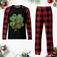 St Patrick's Day Lucky Cowboy Plaid Pajama Set Retro Vintage Clover - Wonder Print Shop