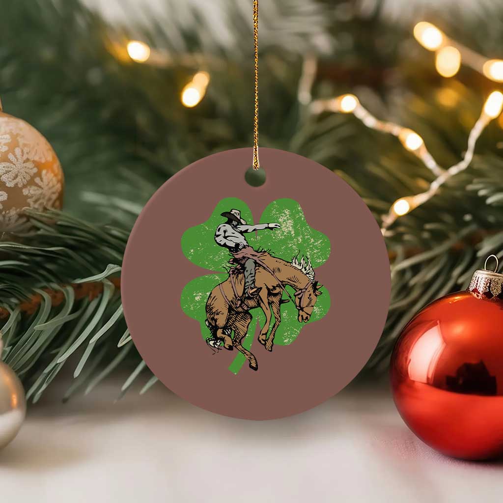St Patrick's Day Lucky Cowboy Ceramic Ornament Retro Vintage Clover - Wonder Print Shop