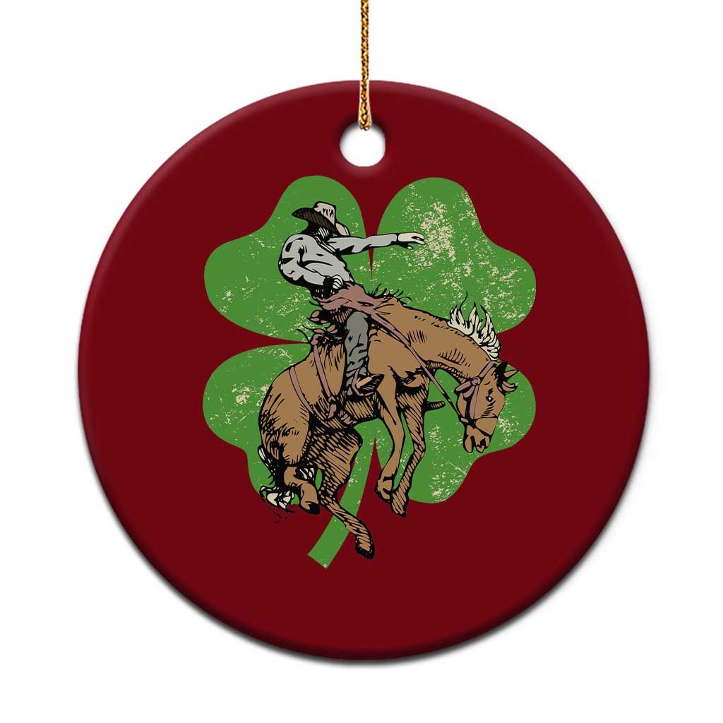 St Patrick's Day Lucky Cowboy Ceramic Ornament Retro Vintage Clover - Wonder Print Shop