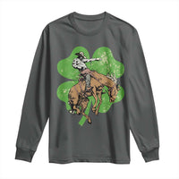 St Patrick's Day Lucky Cowboy Long Sleeve Shirt Retro Vintage Clover