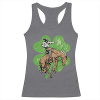 St Patrick's Day Lucky Cowboy Racerback Tank Top Retro Vintage Clover