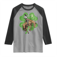 St Patrick's Day Lucky Cowboy Raglan Shirt Retro Vintage Clover