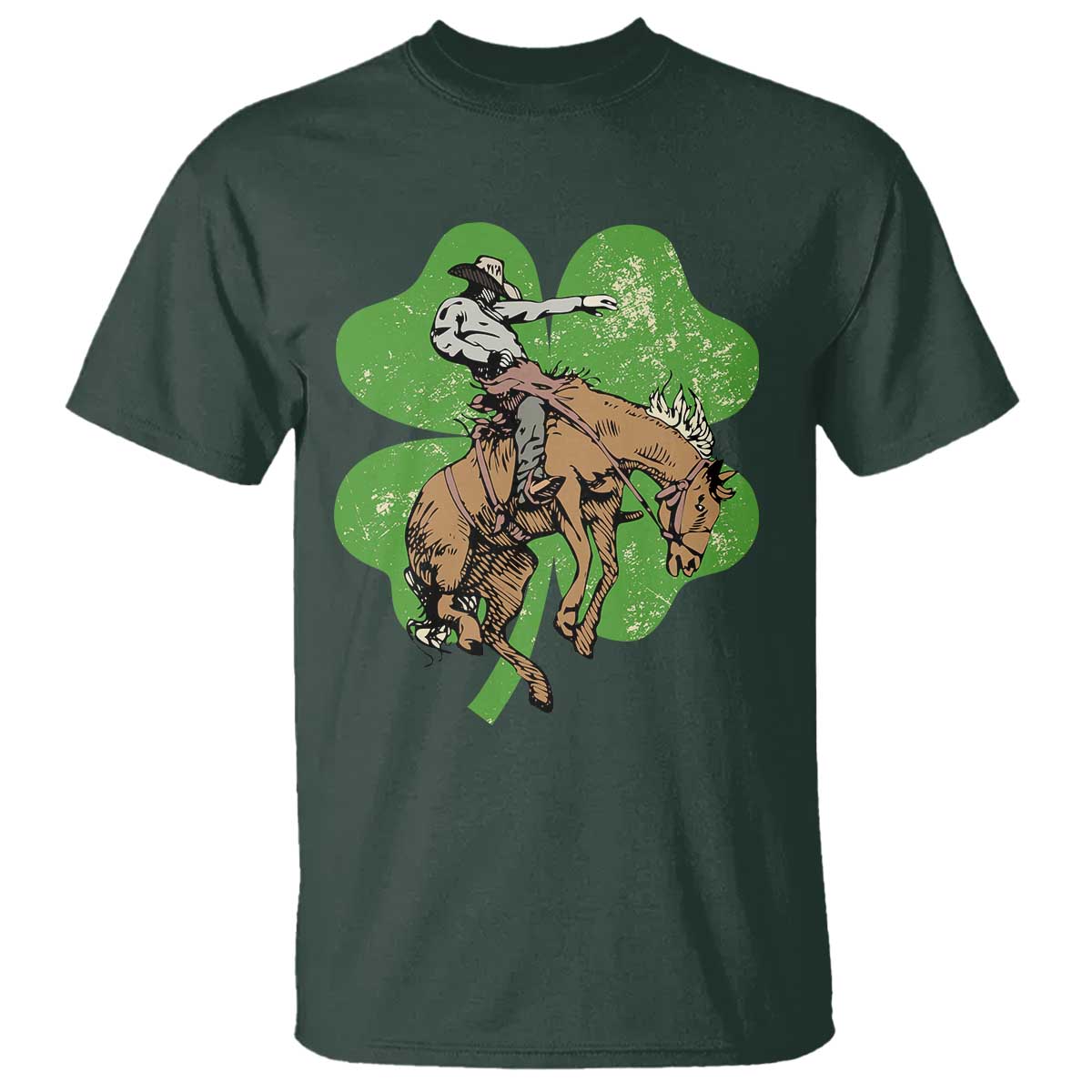St Patrick's Day Lucky Cowboy T Shirt Retro Vintage Clover