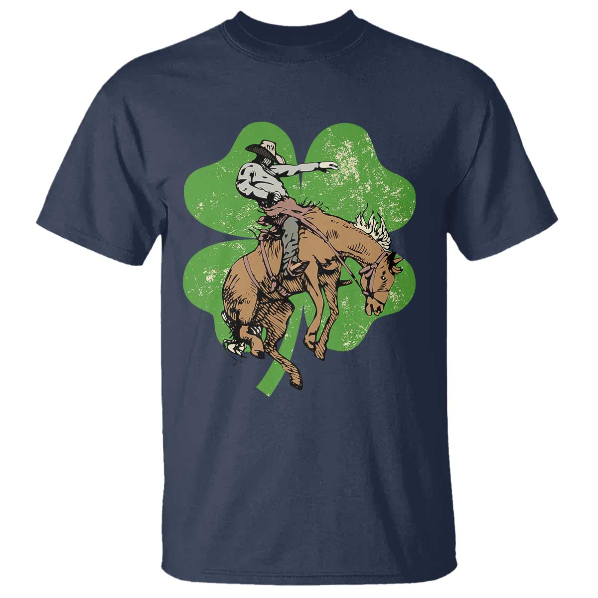 St Patrick's Day Lucky Cowboy T Shirt Retro Vintage Clover