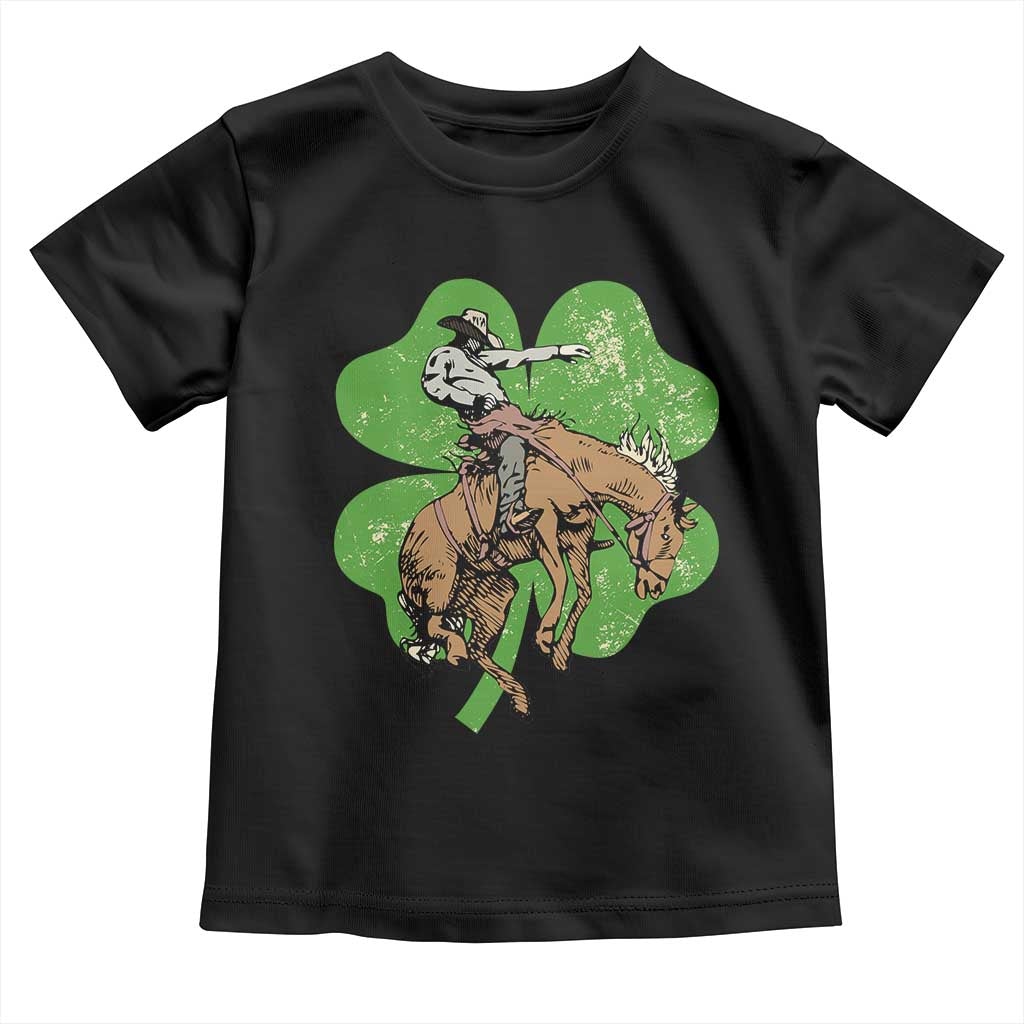 St Patrick's Day Lucky Cowboy Toddler T Shirt Retro Vintage Clover