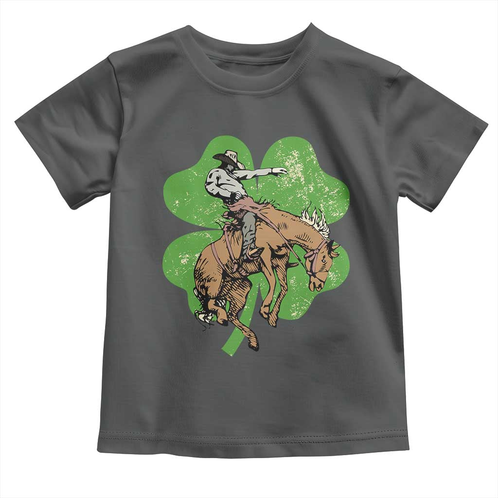 St Patrick's Day Lucky Cowboy Toddler T Shirt Retro Vintage Clover