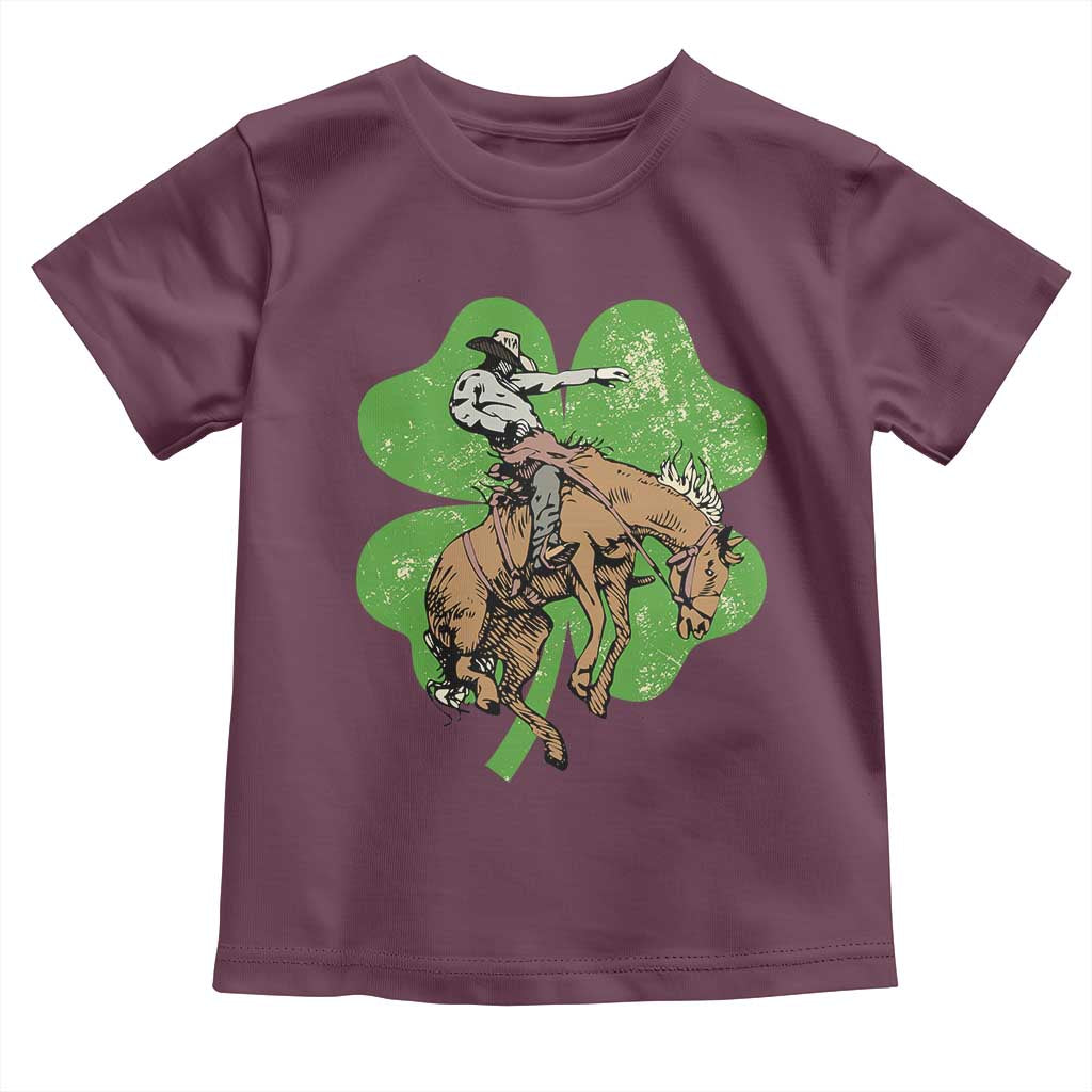 St Patrick's Day Lucky Cowboy Toddler T Shirt Retro Vintage Clover